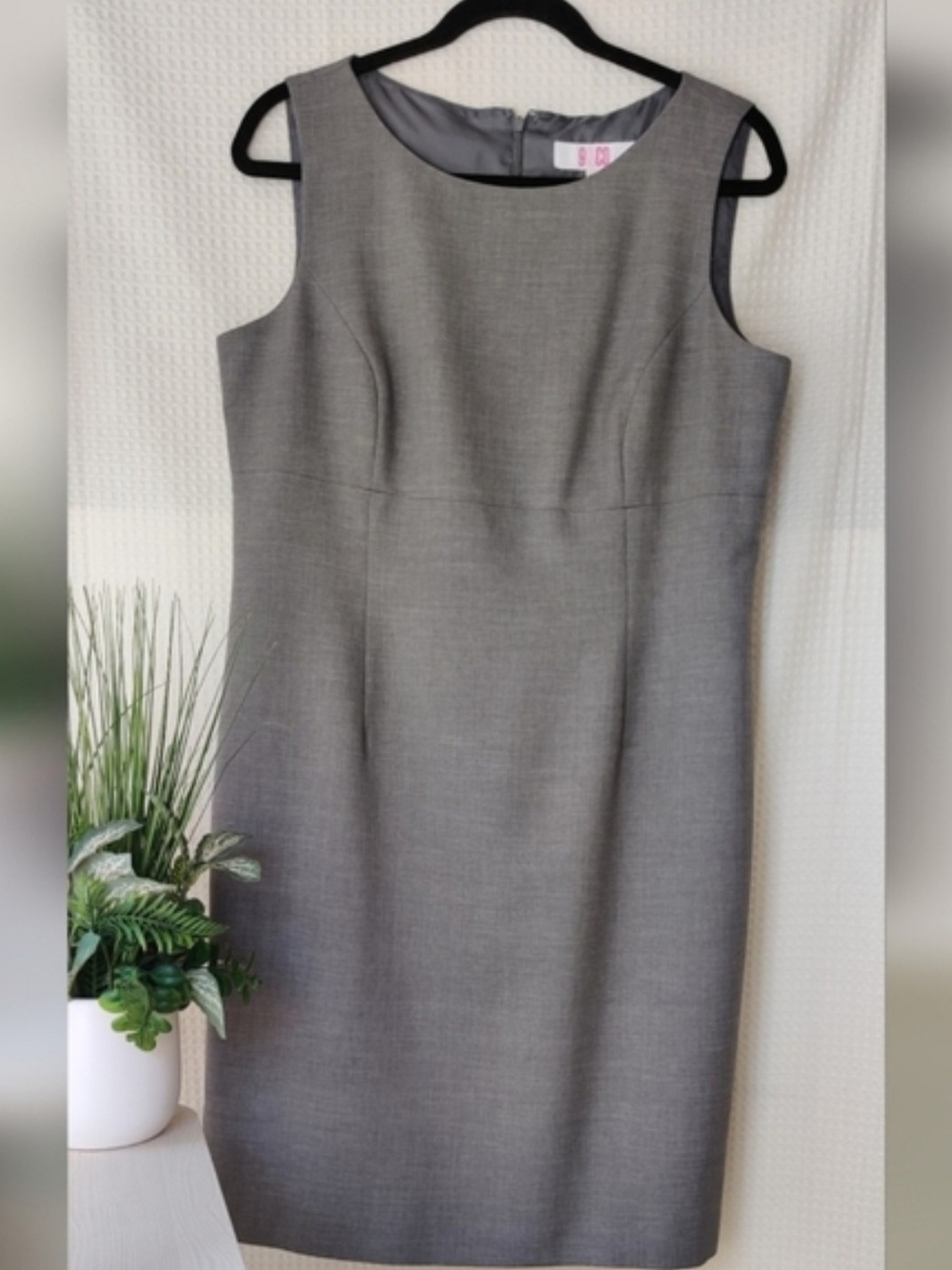 9 &Co. Women's Heather Gray Career Sleeveless Midi Sheath Dress Size 12
